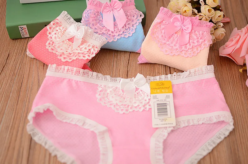 4 Pcs Packed Flowers BOKT Cotton Girl Women Briefs Panties Underpants Lingerie Underwear S/M |