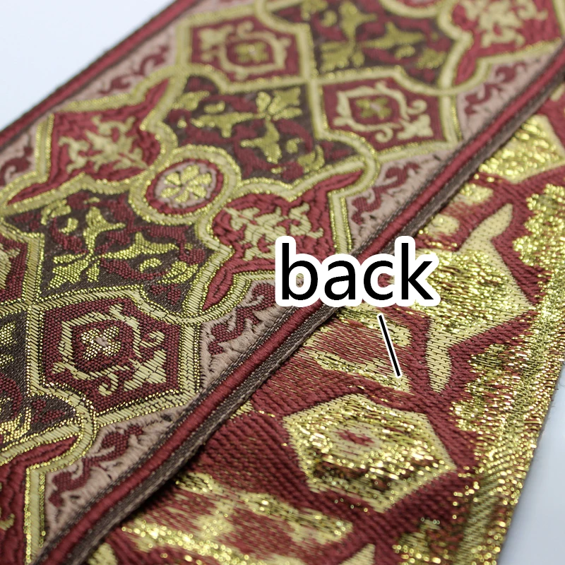 3 yards/lot 9CM ethnic floral brown golden beautiful mercerizing curtain laciness national jacquard filigree embroidery ribbon | Дом и сад