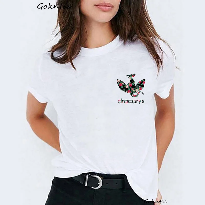 x50346 Dracarys, женская футболка, Игра престолов, белая футболка, летняя футболка Harajuku, футболка Mother of Dragon, футболка с короткими рукавами, Mujer - Цвет: x50346