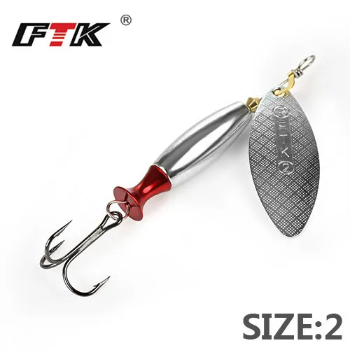 FTK 1 шт. длинные литые Size2-Size3 рыболовные приманки, крючок Спиннер ложка приманки с тройными крючками - Цвет: jianyin2