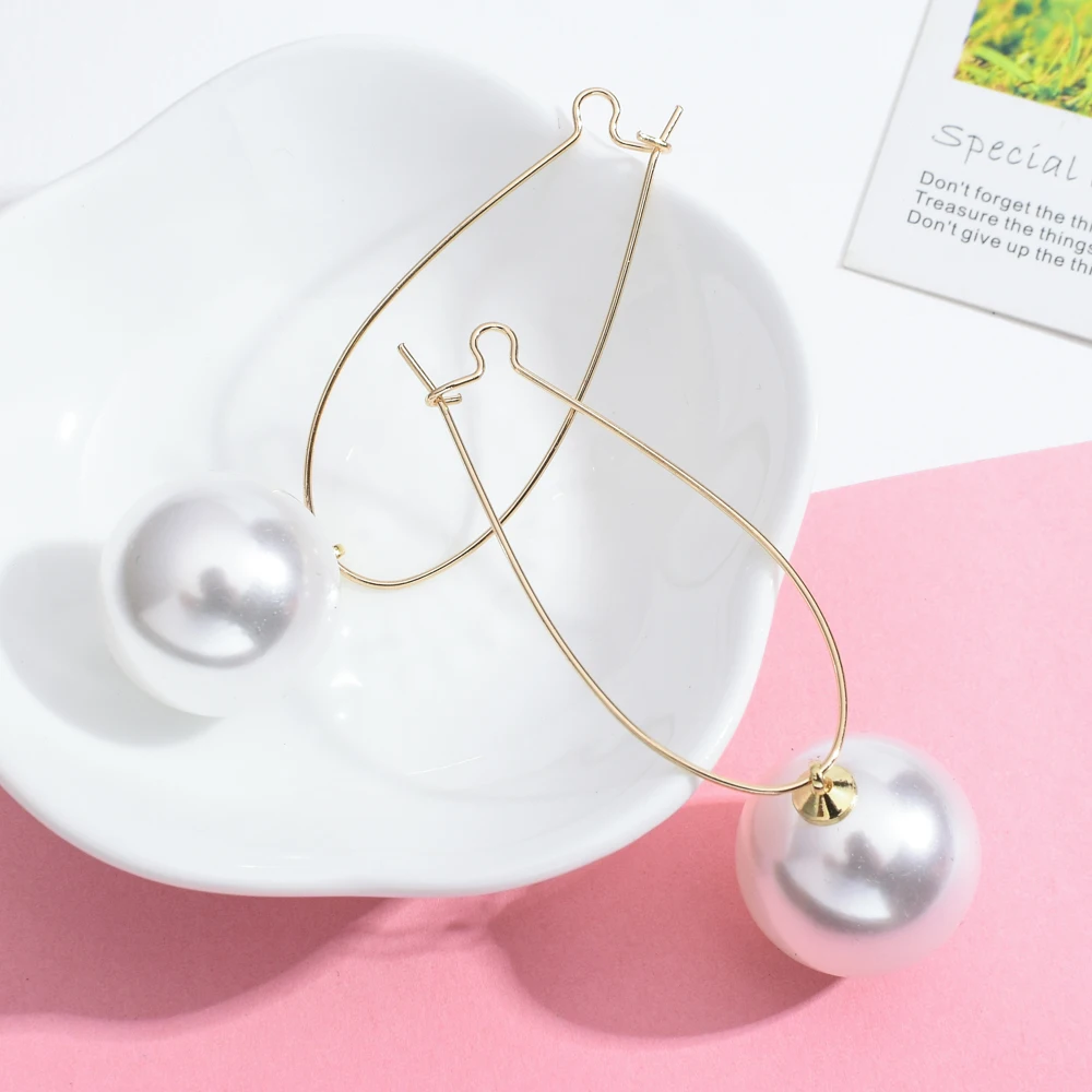 ZMZY Fashion Large Punk Big Simple Simulation Pearl Earrings for Women Jewelry Wholesale Ladies Mujer Pendientes Accessories | Украшения и