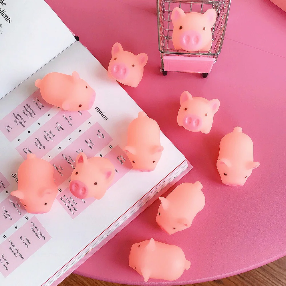 1 шт. Забавный мультфильм Сжимаемый розовый поросенок Mochi TPR Squeeze ремни DIY Декор