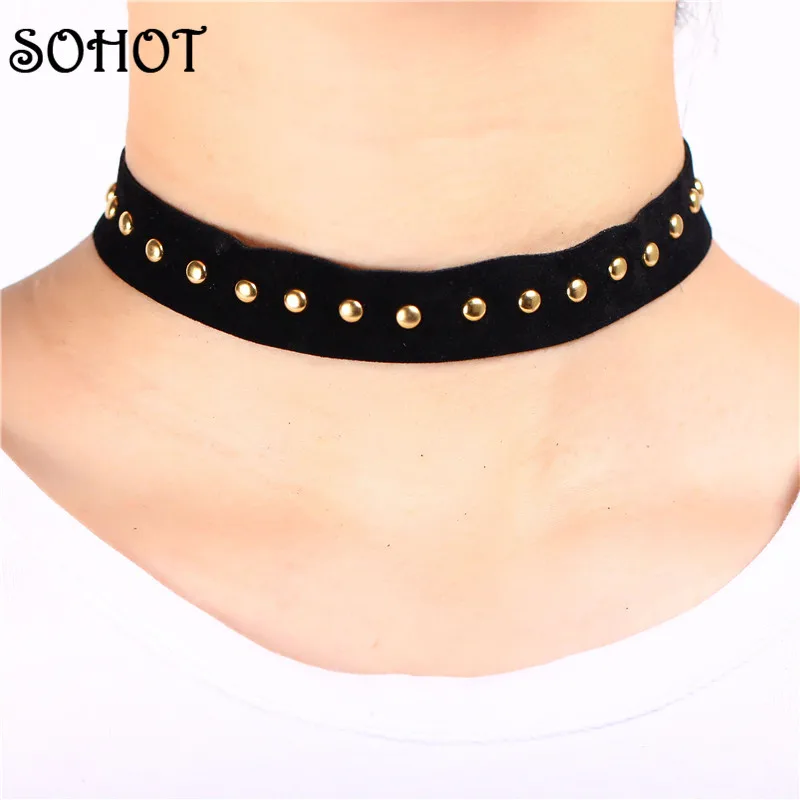Женское колье чокер SOHOT черное тонкое ожерелье ручной работы в стиле панк из кожи
