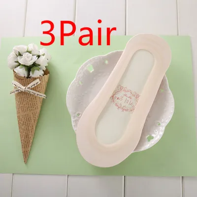 3 Pair 1/3/4Pairs Women Silicone Invisible Cotton Socks Slippers for Girls Summer Thin Boat Socks Non Slip Low Cut Ankle Sox Calcetines - Цвет: 3 Pair