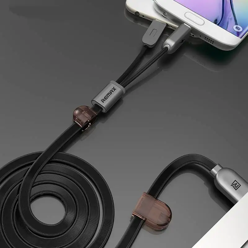 REMAX плоское освещение Gemini 2в1 микро USB кабель магнит Адсорбция синхронизации