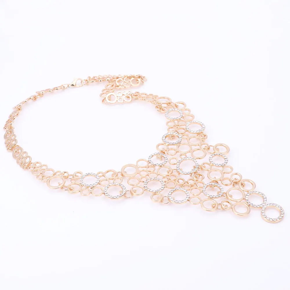 Комплекты ювелирных украшений для женщин вечерние аксессуары золотого цвета