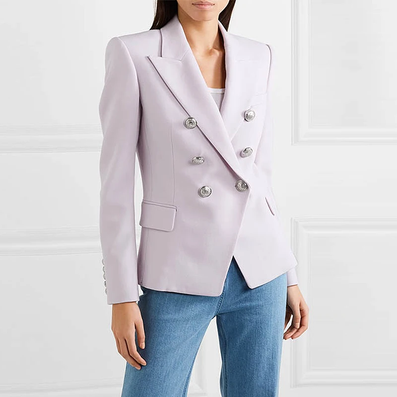 

TOP QUALITY Newest Fashion 2023 Baroque Designer Blazer Women's Classic Double Breasted Metal Lion Buttons Blazer Jacket