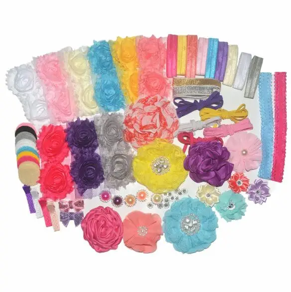DIY Baby Kids Headband Making Kit Blue Pink Red Flower Headwear Vintage Floral Hairbands Party Gift Accessories |