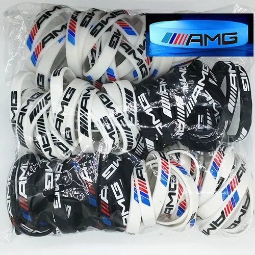 mix 5 colors 50 шт. AMG гравировальные браслеты для Mercedes Benz Клубные вентиляторы для мужчин и женщин мощный светящийся силиконовый браслет резиновый браслет - Окраска металла: mix 5 colors