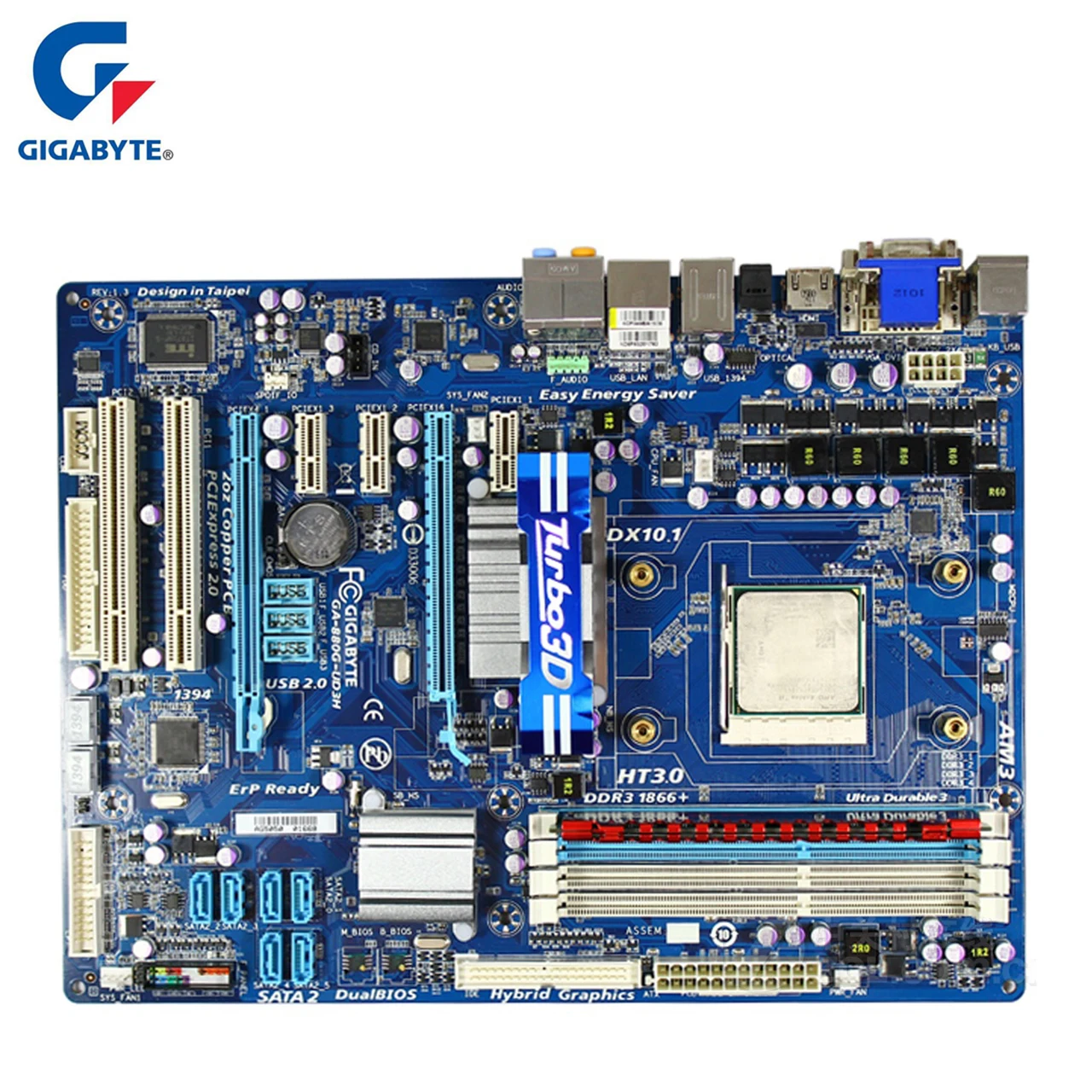 Gigabyte GA 880G UD3H материнская плата для AMD DDR3 USB2.0 16GB настольная системная используется