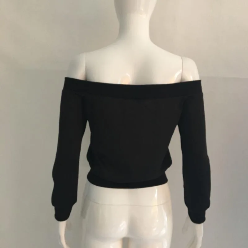 Женская модная куртка с воротником-лодочкой черная укороченная на молнии