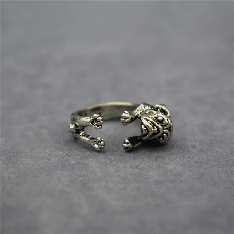 Прямая поставка винтажные милые кольца в стиле ретро Мопс регулируемые