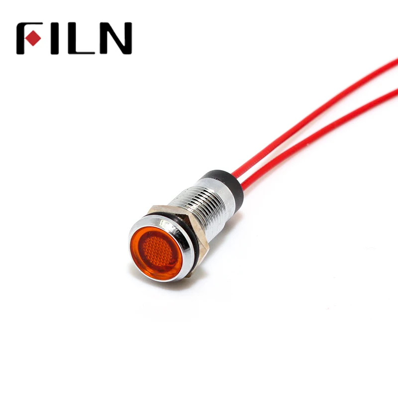 FILN 8mm panel red yellow blue green white 12v 110v 24v 220v led metal pilot lamp with 20cm cable | Освещение