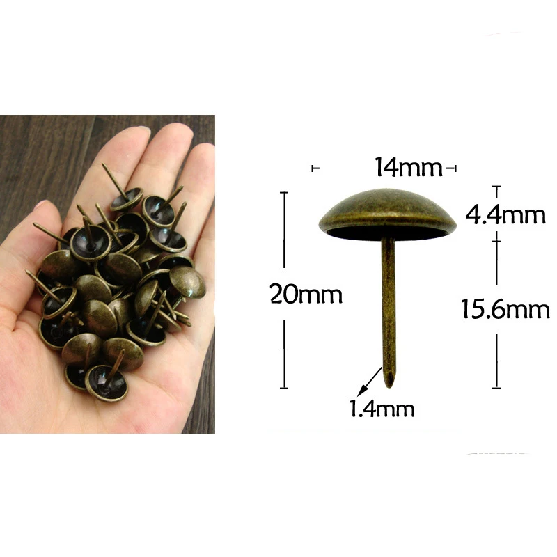 

50 PCS Vintage Decorative Pushpin Brass Upholstery Nail Sofa Rivet Office Stationery Message Board Accessories Supplies