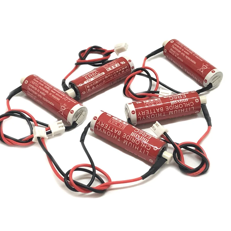 

9pcs/lot New Version Maxell AA 14500 ER6C 3.6V 1800mah Lithium Thionyl Chloride Battery PLC Batteries With Two - Hole White Plug