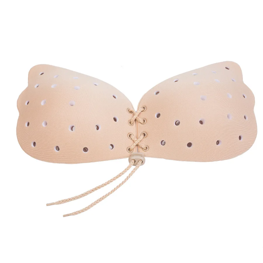 Women Self Adhesive Strapless Bandage Blackless Solid Bra Stick Gel Silicone Push Up women's underwear Breathable Invisible Bra