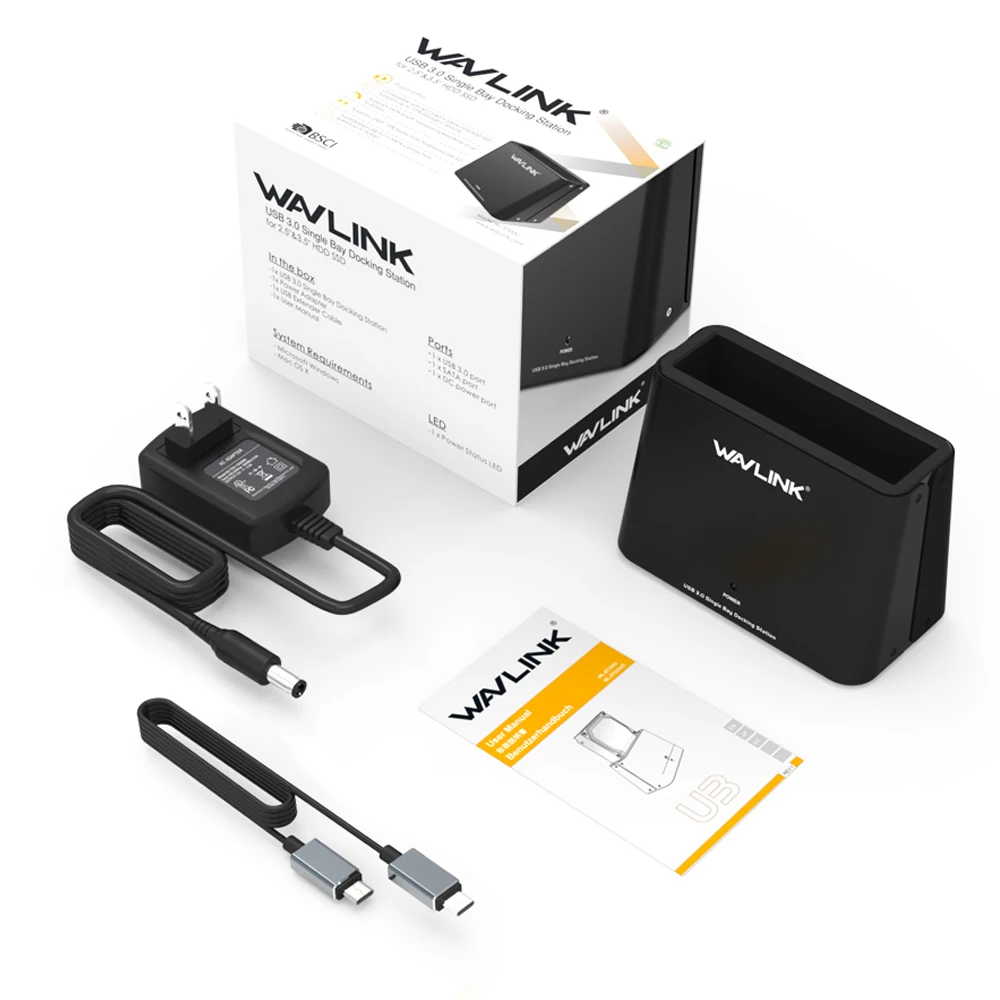 Wavlink Тип C для sata HDD корпус 2 5/3 5 USB 3 1 внешний жесткий диск с одним отсеком док