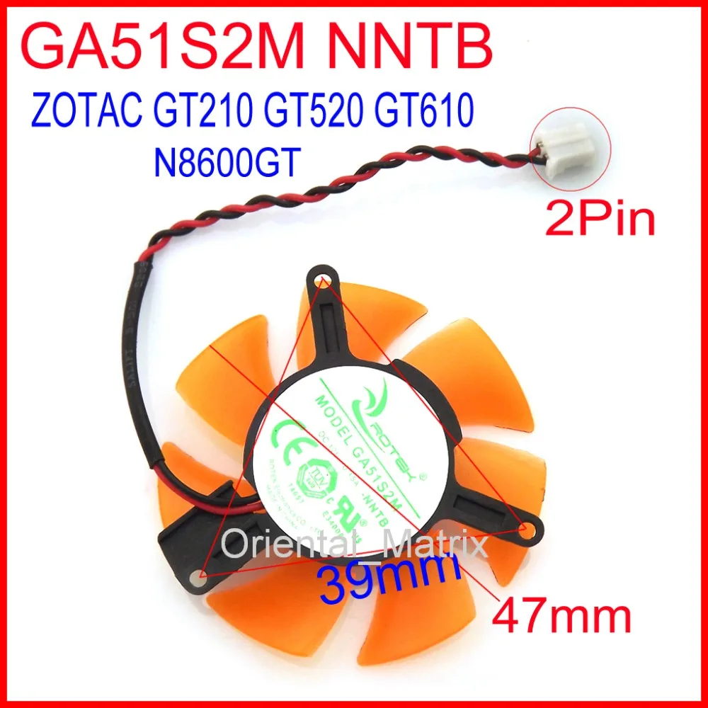Бесплатная доставка GA51S2M NNTB 12В 0 15a 47 мм 39*39*39 2Pin для вентилятора графической карты