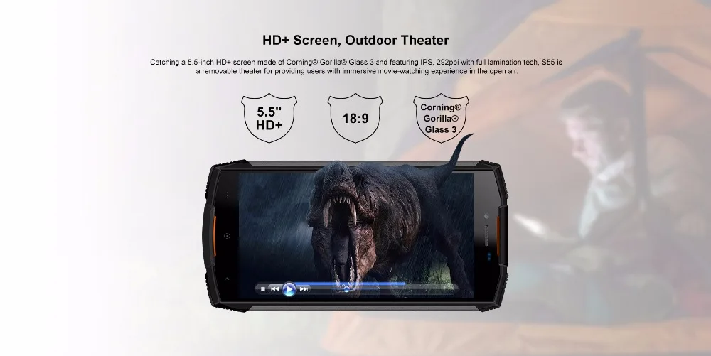 DOOGEE S55 4 Гб 64 Гб IP68 Водонепроницаемый 5," HD+ мобильный телефон Android 8,0 MTK6750 Восьмиядерный 13 МП 5500 мАч 5V2A быстрое зарядное устройство смартфон