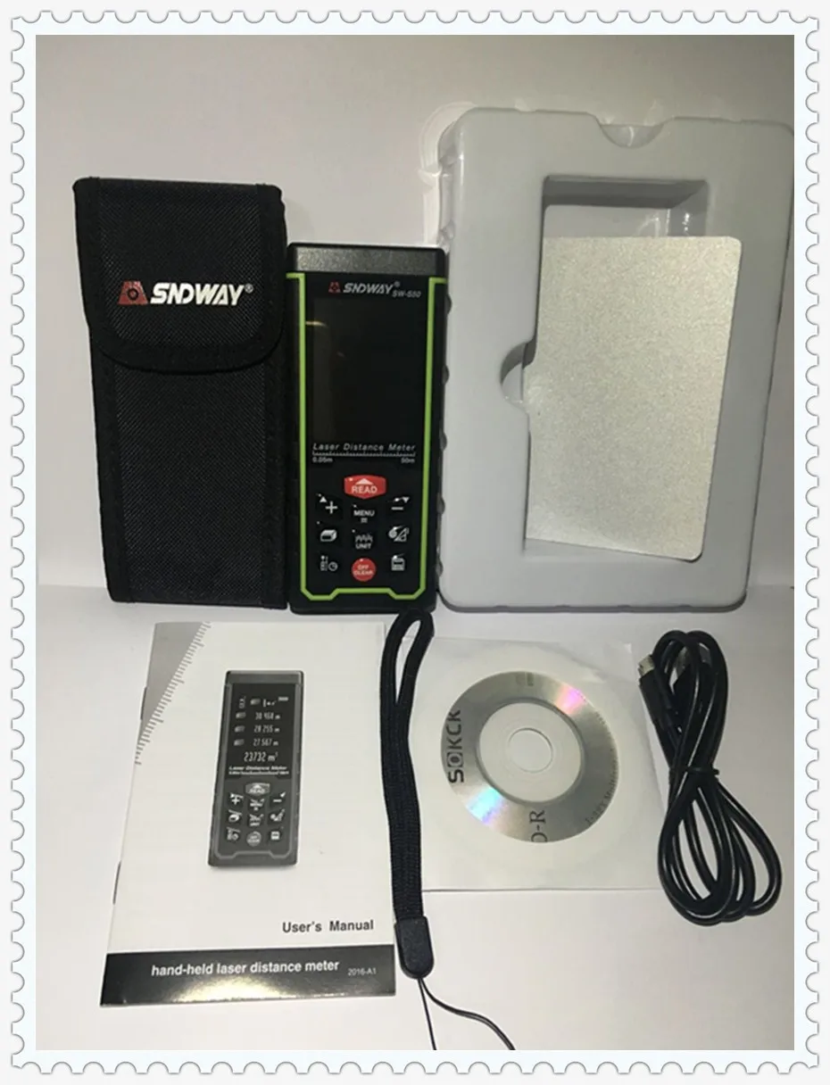 Лазер sndway distance mete лазерный дальномер цифровая Лента USB цветной дисплей Rechargeabel 50 м SW-S50