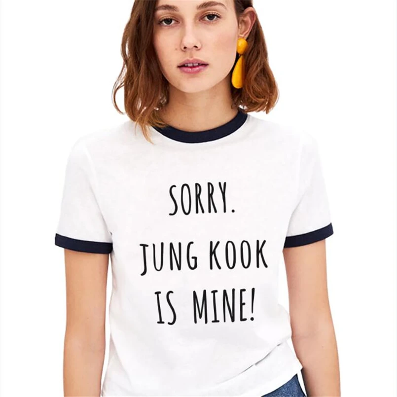 Женская футболка с коротким рукавом Sorry Jung Kook Is Mine Повседневная буквенным принтом