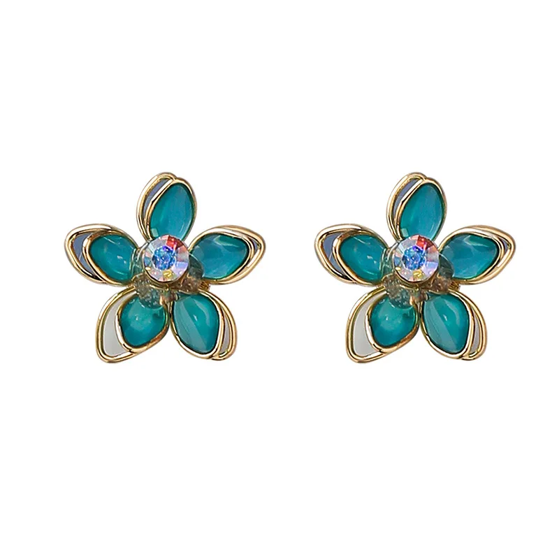 S925 Pin антиаллергенные корейские японские хрустальные Розовые Желтые синие