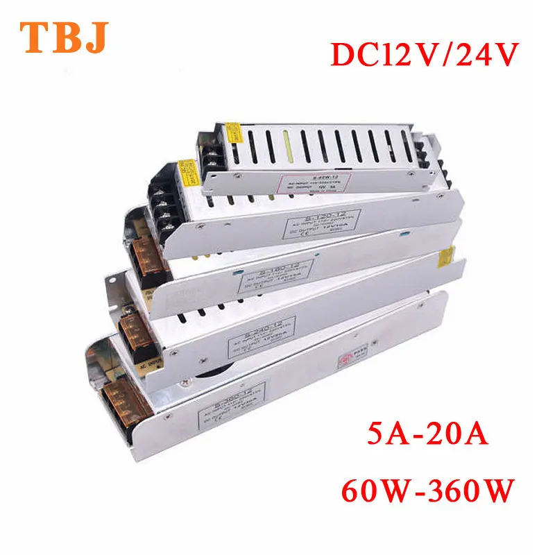 AC 110V 220V DC/DC 12V 24V светодиодный трансформатор освещения 5A 8A 10A 20A 30A 60 Вт 72 100W 150W 200W 250W