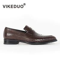 2019 vikeduo classic custom handmade mens loafer shoes genuine snakeskin slip on fashion causal dress party original design