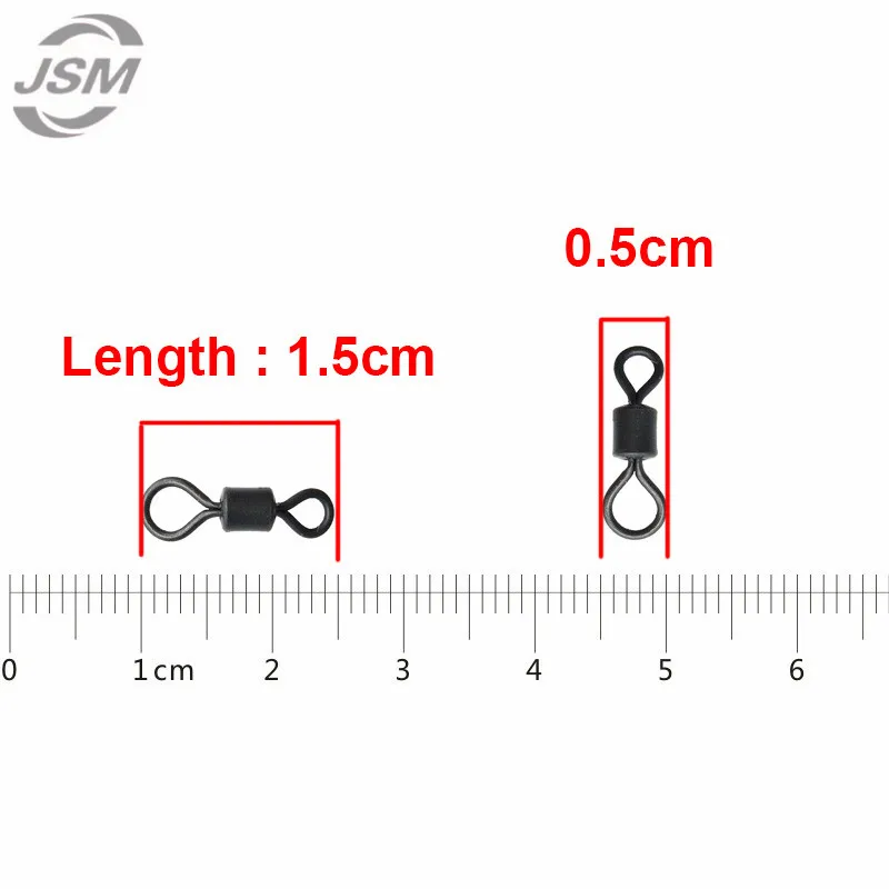 JSM 100 шт. матовые черные рыболовные Вертлюги для катания на карпа большой