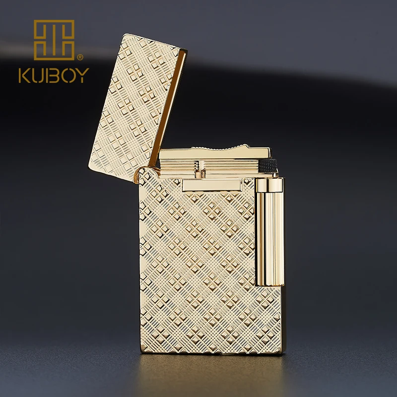 Высококачественная брендовая газовая зажигалка KUBOY белая матовая никелевая металлическая ветрозащитная зажигалка Мужские деловые подарки Lightersk1-65-70