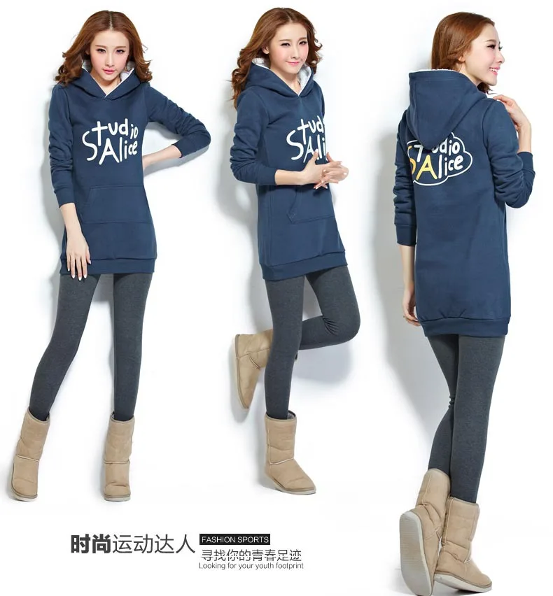 2015 новый печать свободного покроя женщин толстовки кофты руно бархат теплой зимы