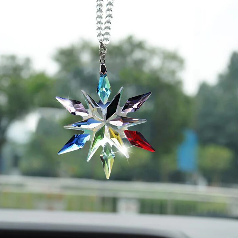 Car Pendant Crystal Large Snowflakes Ornaments Snowflake Clear Edition Rearview Mirror Ornament Interior Accessories |