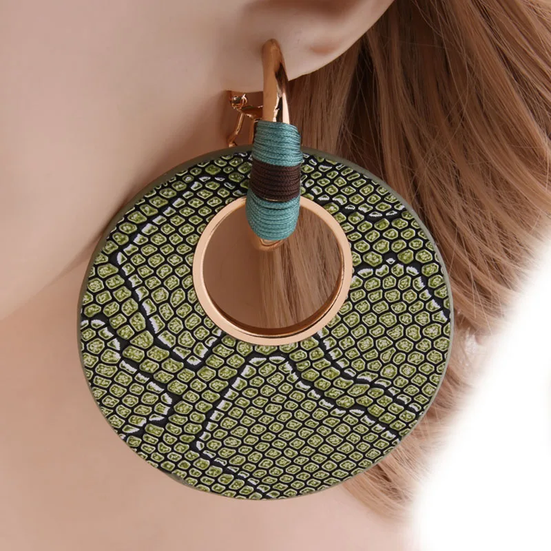 Длинные серьги подвески NeeFu WoFu круглые модные кожаные с тигром брендовые большие