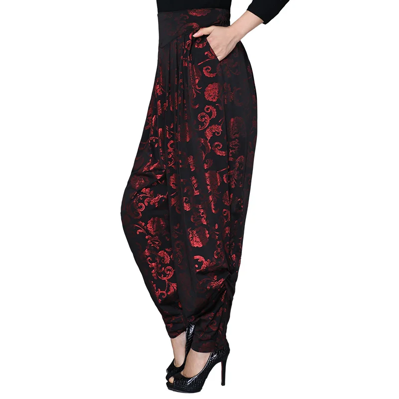 

2018 woman spring summer loose large size trousers wild thin section pants printed harem pants female wide leg pants long pants