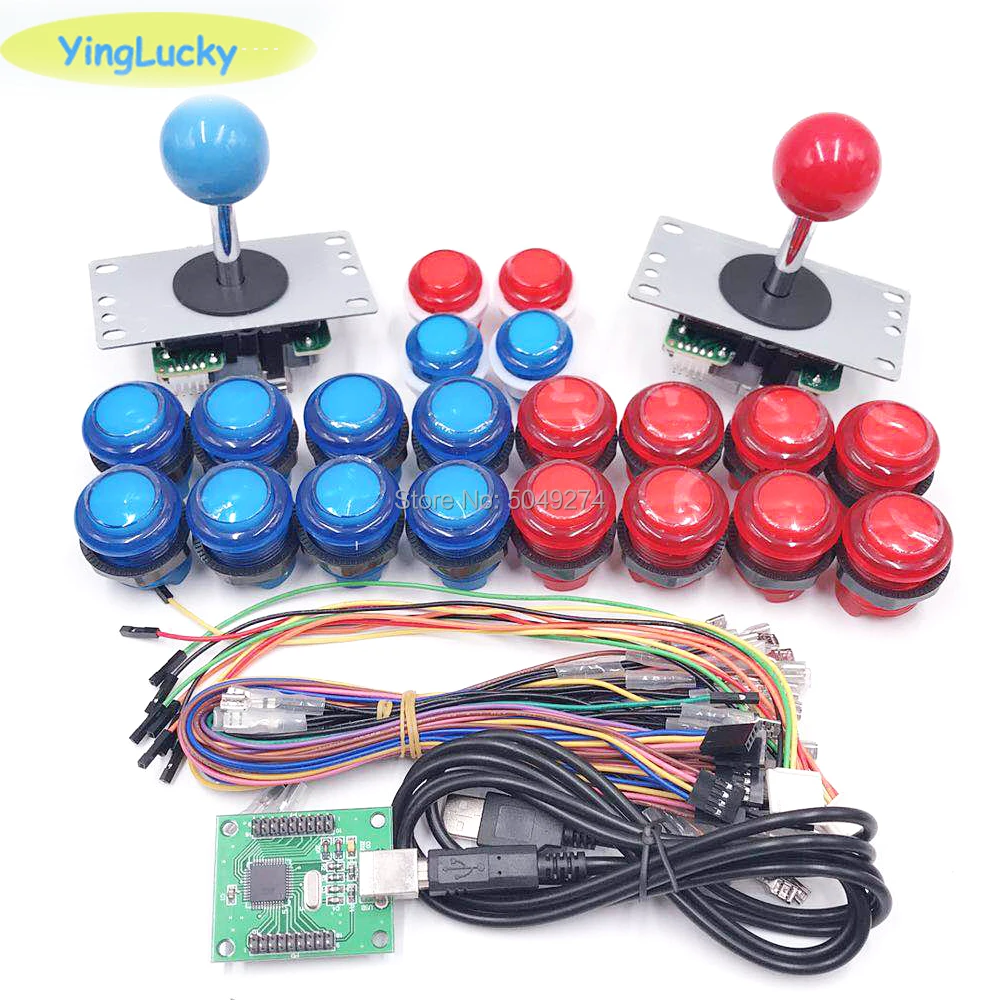 Yinglucky Аркады набор 5Pin джойстик sanwa 24 мм 30 5v Arcade светодиодный iluminado botones xin mo cero retraso usb