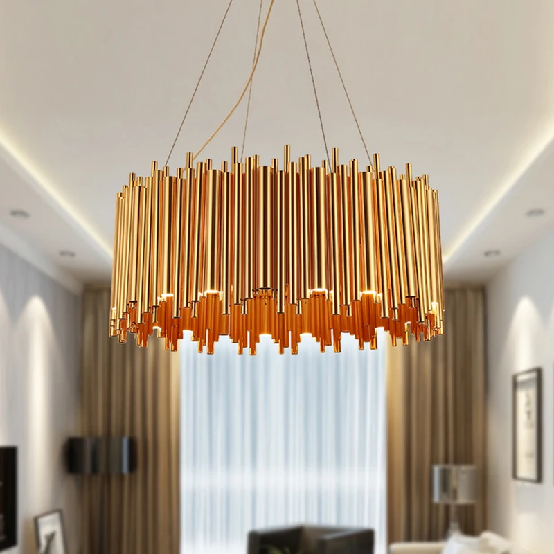 IKVVT Modern Luxury Gold Aluminum Alloy Round Pendant Lights Lamps Suspension Luminaire Restaurant Hotel Lobby Project Light | Освещение