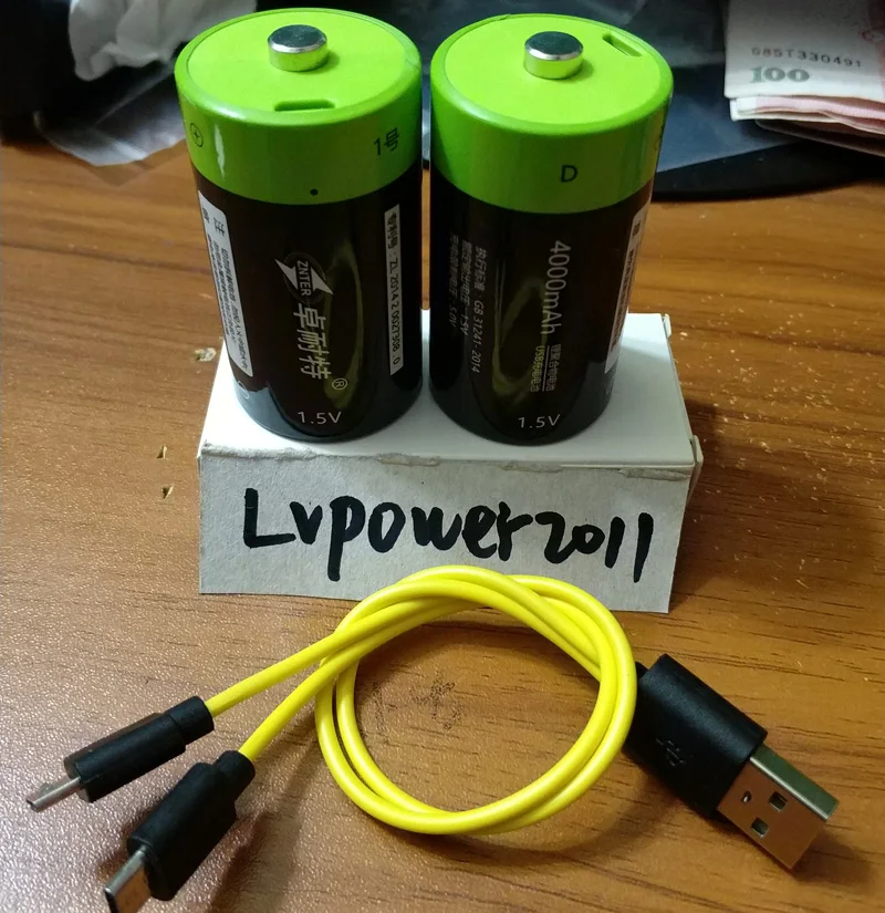 

2PCS 4000MAH Lipo lithium polymer ZNTER battery 1.5V D rechargeable usb batteries + 1pcs USB cable cell for gas cooker oven