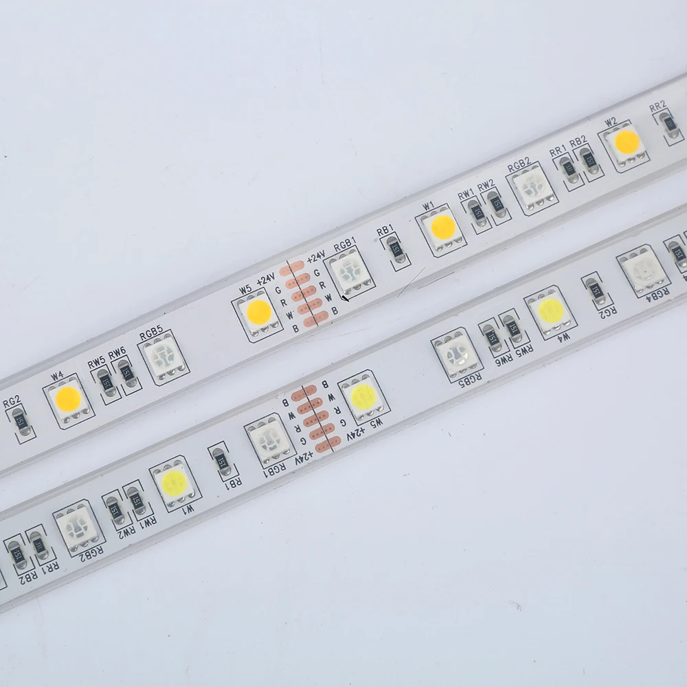 RGBW RGB теплый светодиодный светильник 5050 SMD 12 мм PCB 5 м 60 светодиодов/м DC24V