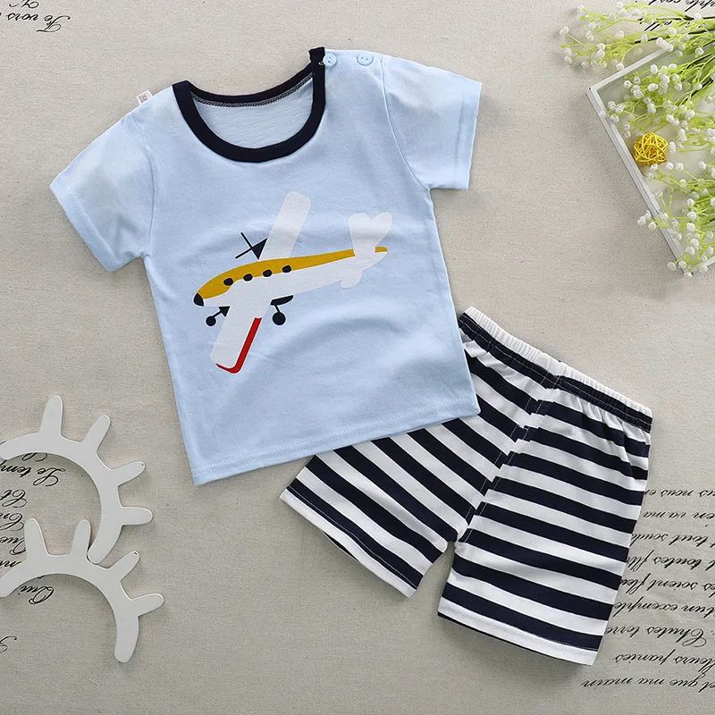 children's short sleeve shorts boys and girls cotton suit baby t - shirt two-piece tide 2018 new summer P951 | Детская одежда и