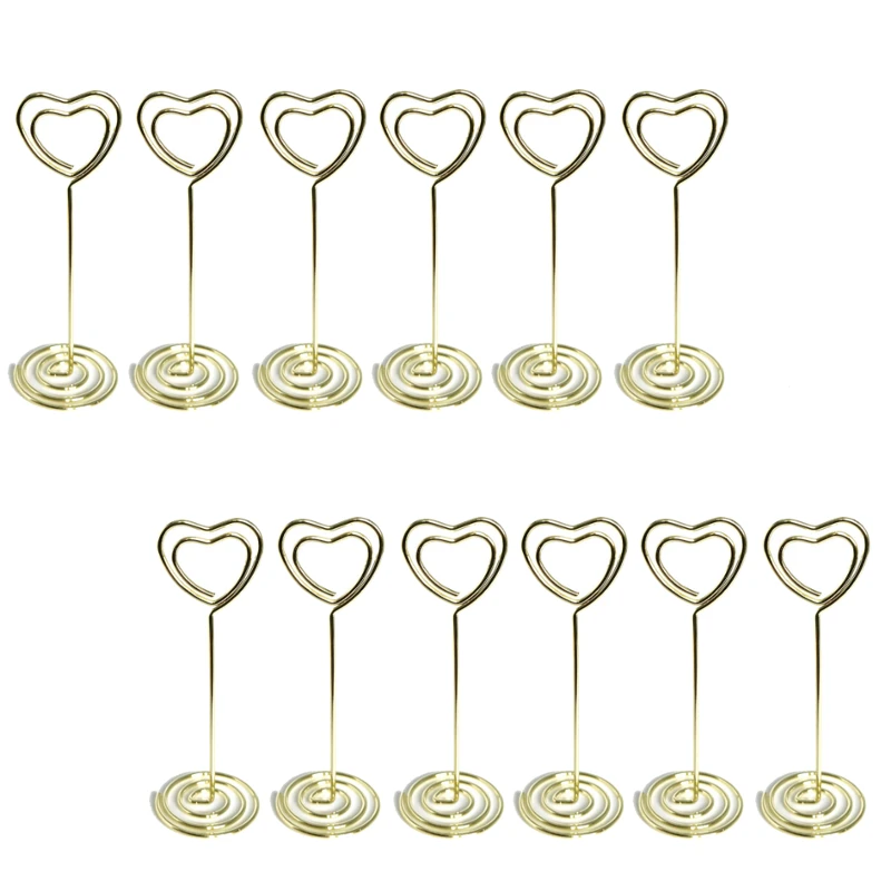 

12Pcs Table Number Holder Heart Shape Photo Holder Stand Place Card Paper Menu Clips Holders Party DIY Decorations