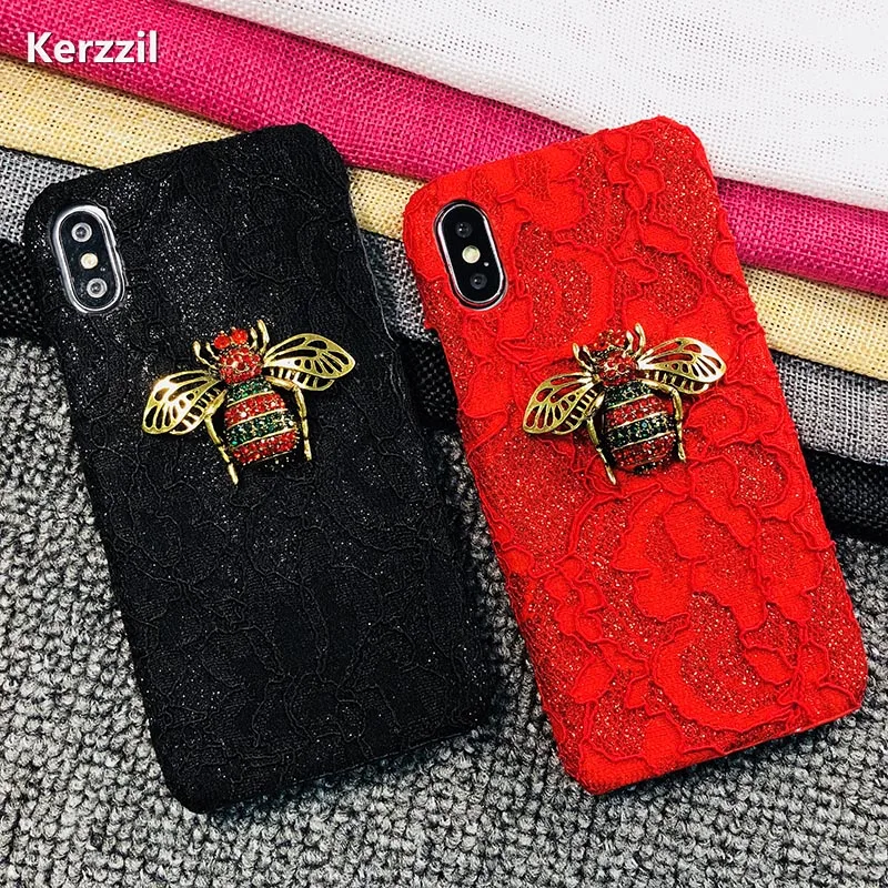 Роскошный блестящий чехол Kerzzil для телефона iPhone 7 8 6 6s Plus кружевной жесткий