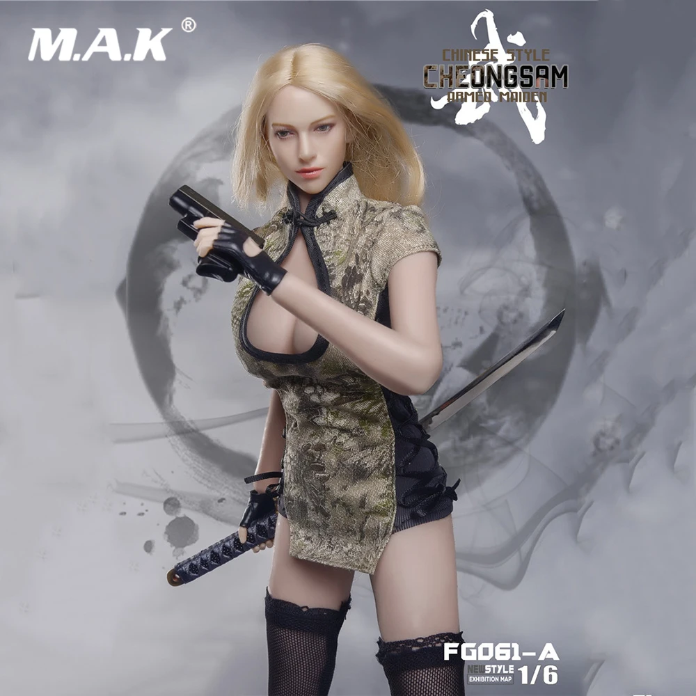 

Пикантная Женская одежда в масштабе 1/6, аксессуар FG061, китайский ветровой чонсам, костюм для девушки, Женская фигурка на тело 12 дюймов