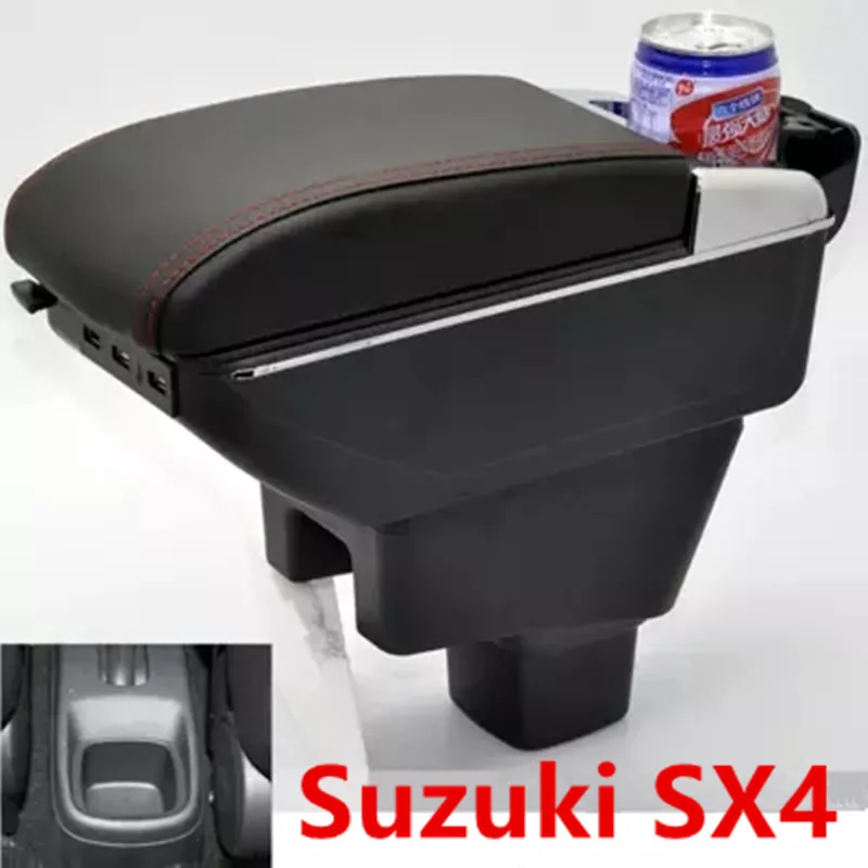 Для Suzuki SX4 подлокотник коробка зарядка через usb повысить двойной слой центральный магазин содержание Подстаканник Пепельница аксессуары