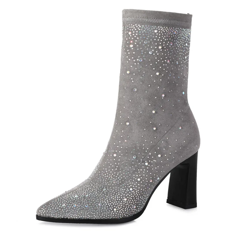 FEDONAS/пикантные женские сапоги до середины икры со стразами обувь для вечеринок в