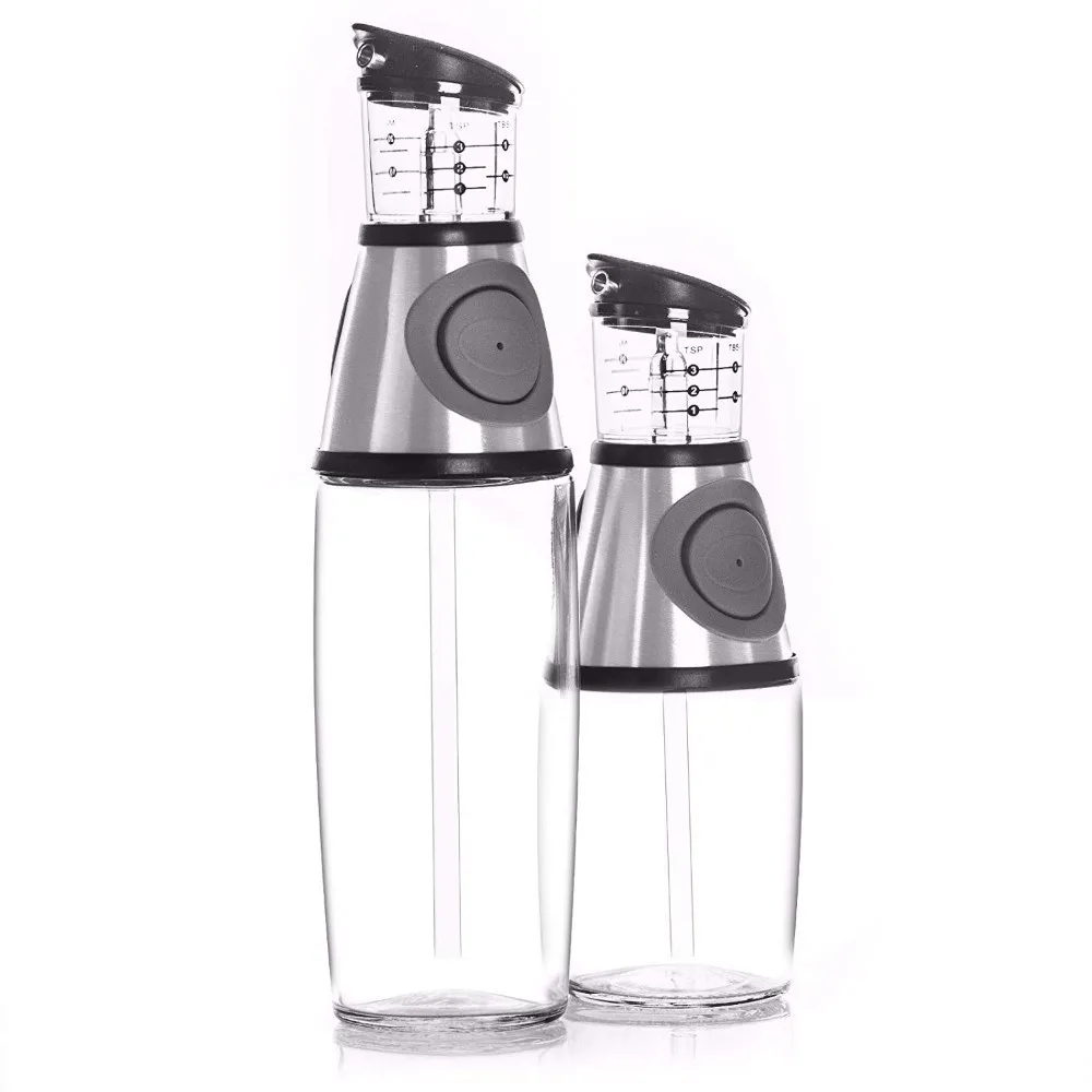 2pcs 917oz olive oil dispenser bottle set oil vinegar cruet with drip free spouts kitchen gadget cooking tools free global shipping