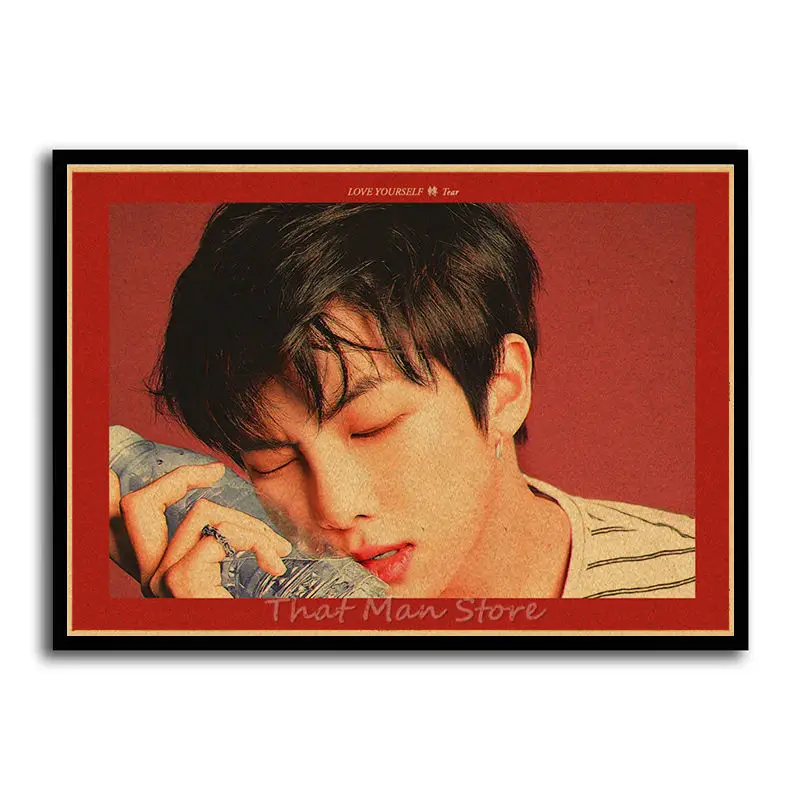 Kpop bangtan ВИНТАЖНЫЙ ПЛАКАТ Музыка Бар Кафе спальня домашнее украшение Стены живопись плакат для фанатов - Цвет: Цвет: желтый