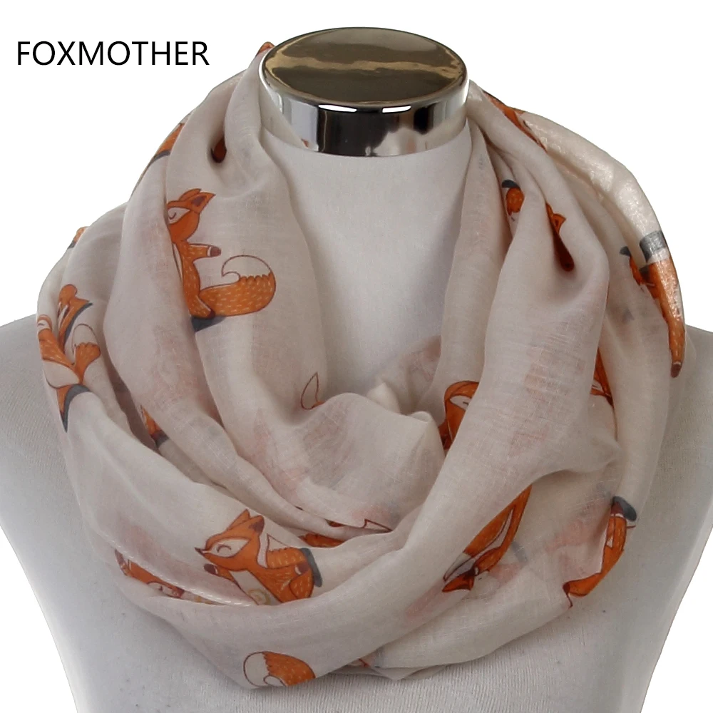 Шарф FOXMOTHER милый легкий розовый темно синий коричневый серый с рисунком