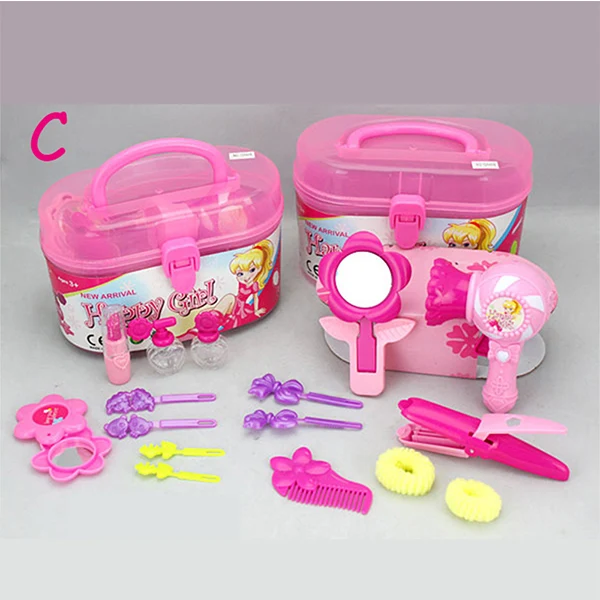 Set C Макияж Косметическая сумка чехол для переноски ролевые игры игрушки фен подарочный набор для девочек Игрушки для девочек Детская имитация мебели - Цвет: Set C