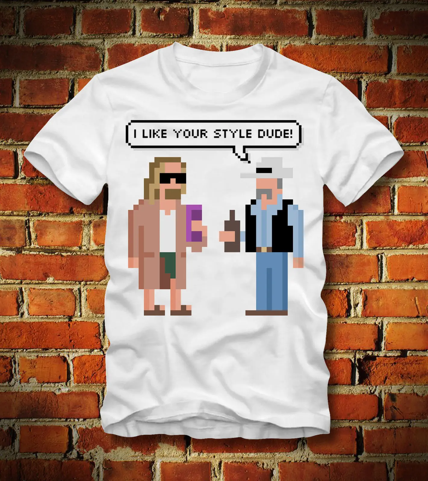Boardrippaz Футболка Большой Lebowski 8 бит пиксель Ретро Аркада Dude Боулинг Иисус | Мужская