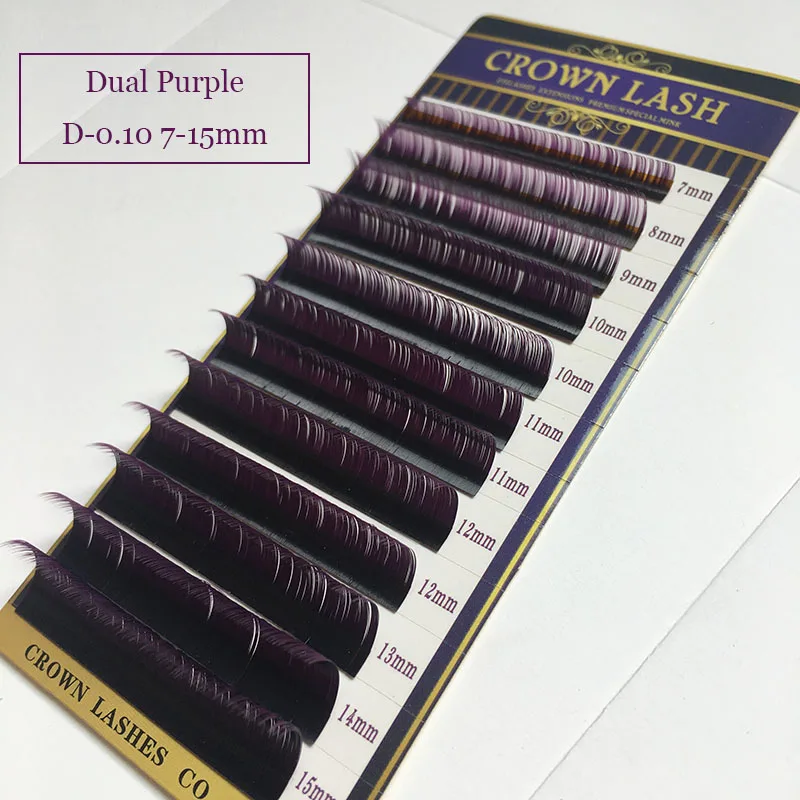 CrownLash 2tone color Ombre Фиолетовый C D-0.07 7-15 мм двойной цвет фиолетовый объем наращивание ресниц
